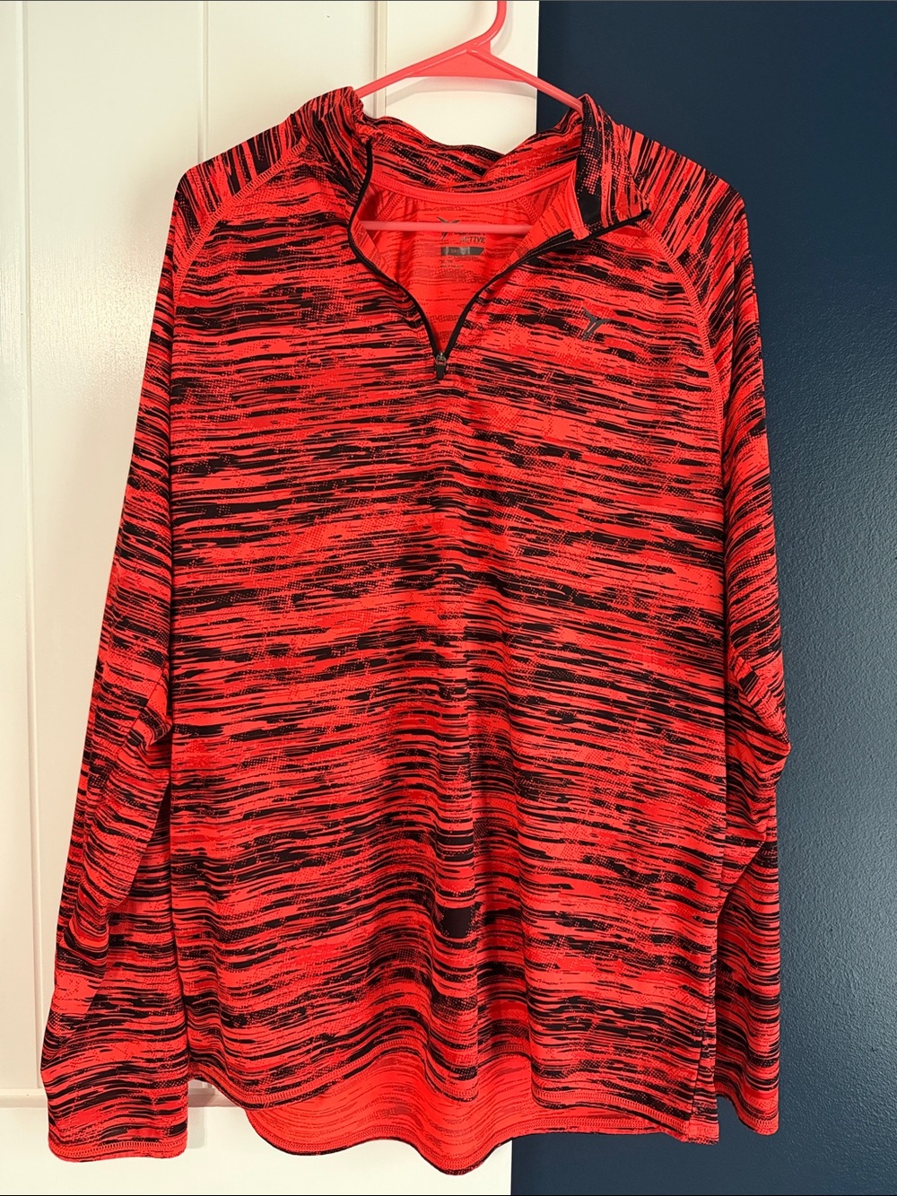 Old Navy Red and Black Quarter-Zip Pullover Hoodie